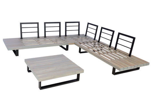 Cosmo Casa - Tuinset Zitgroep Lounge met Bank - Gesponnen Poly & Aluminium - Grijs - Bekleding Donkergrijs