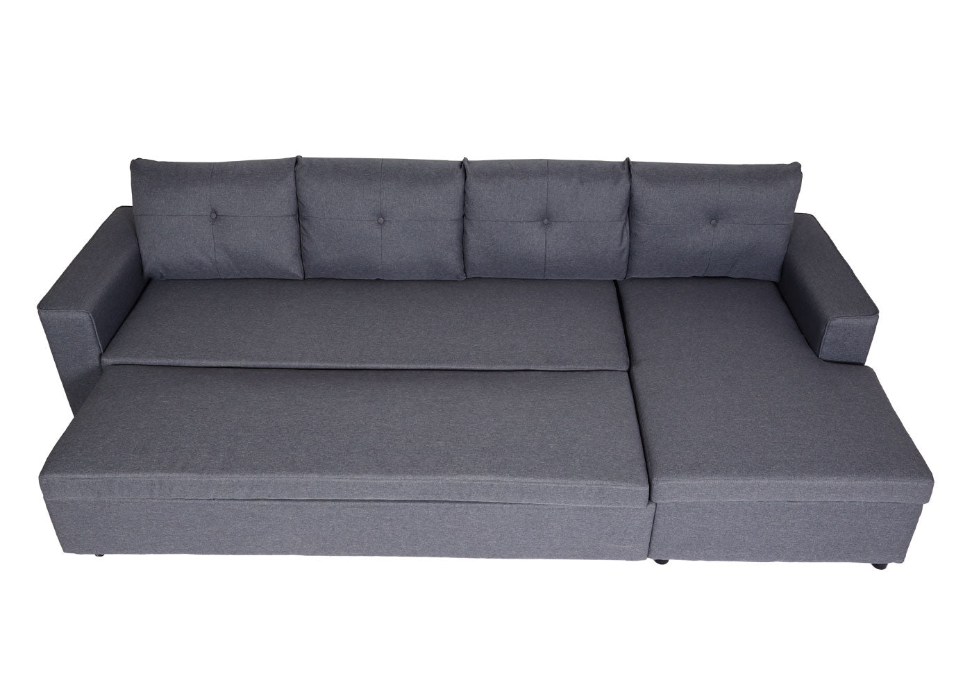 Cosmo Casa - Hoekbank met Bedbox - L-vorm - Textiel - Donkergrijs - 290 cm