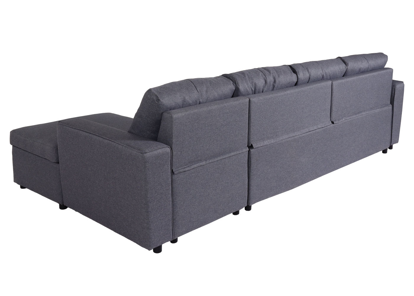 Cosmo Casa - Hoekbank met Bedbox - L-vorm - Textiel - Donkergrijs - 290 cm