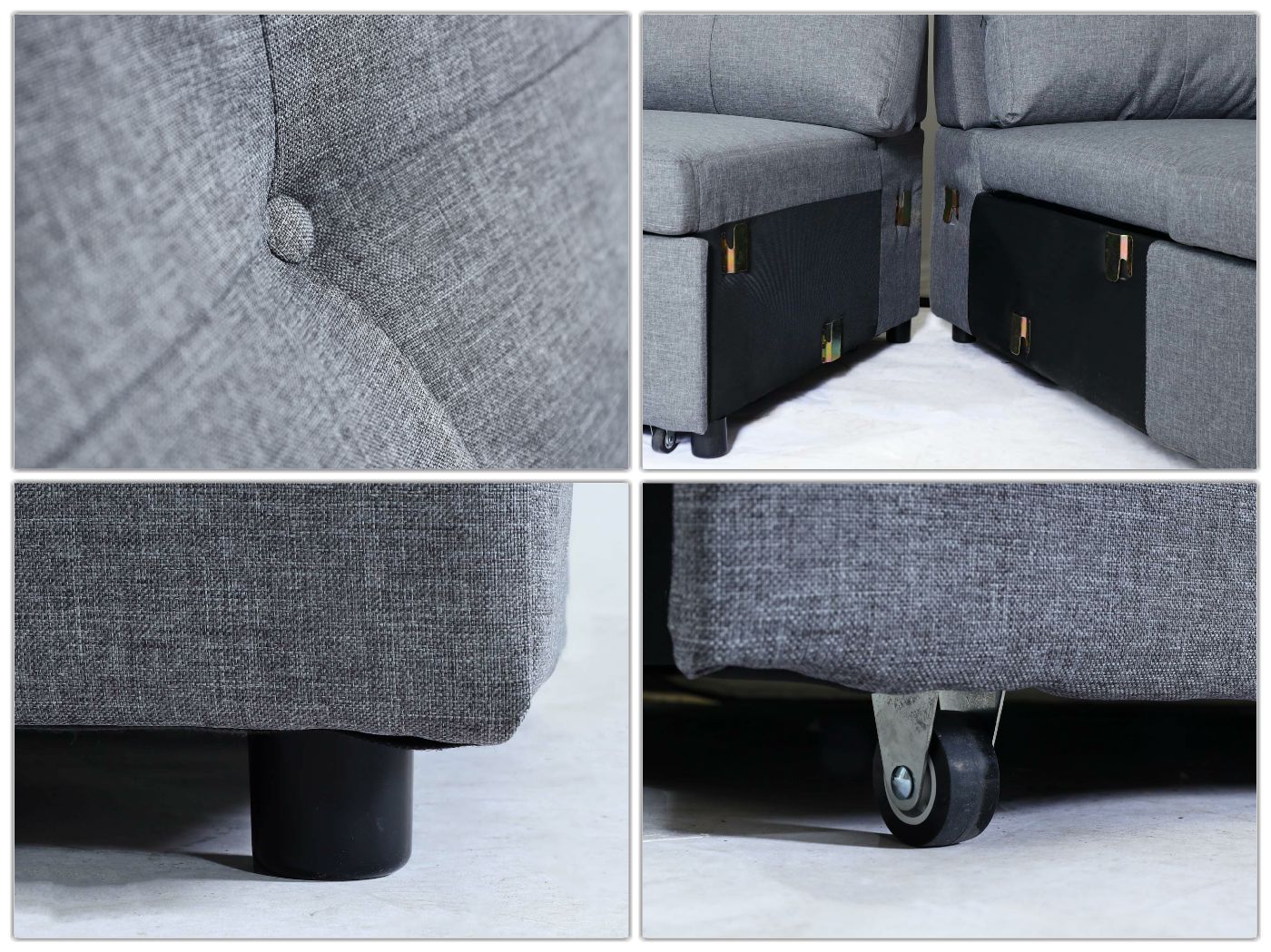 Cosmo Casa - Hoekbank met Bedbox - L-vorm - Textiel - Grijs - 290 cm