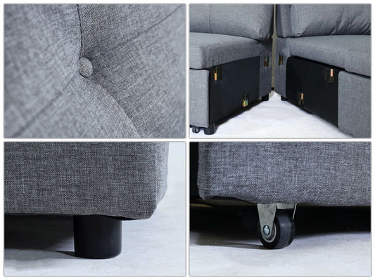 Cosmo Casa - Hoekbank met Bedbox - L-vorm - Textiel - Grijs - 290 cm