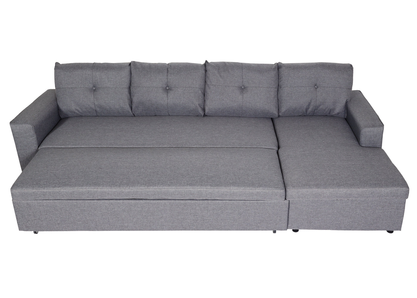 Cosmo Casa - Hoekbank met Bedbox - L-vorm - Textiel - Grijs - 290 cm