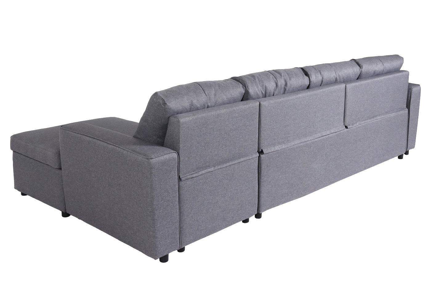 Cosmo Casa - Hoekbank met Bedbox - L-vorm - Textiel - Grijs - 290 cm