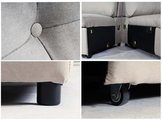 Cosmo Casa - Hoekbank met Bedbox - L-vorm - Textiel - Beige - 290 cm