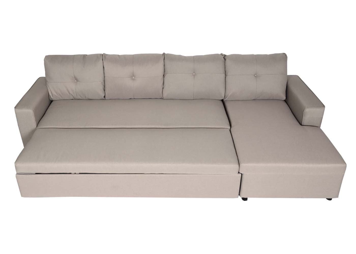 Cosmo Casa - Hoekbank met Bedbox - L-vorm - Textiel - Beige - 290 cm