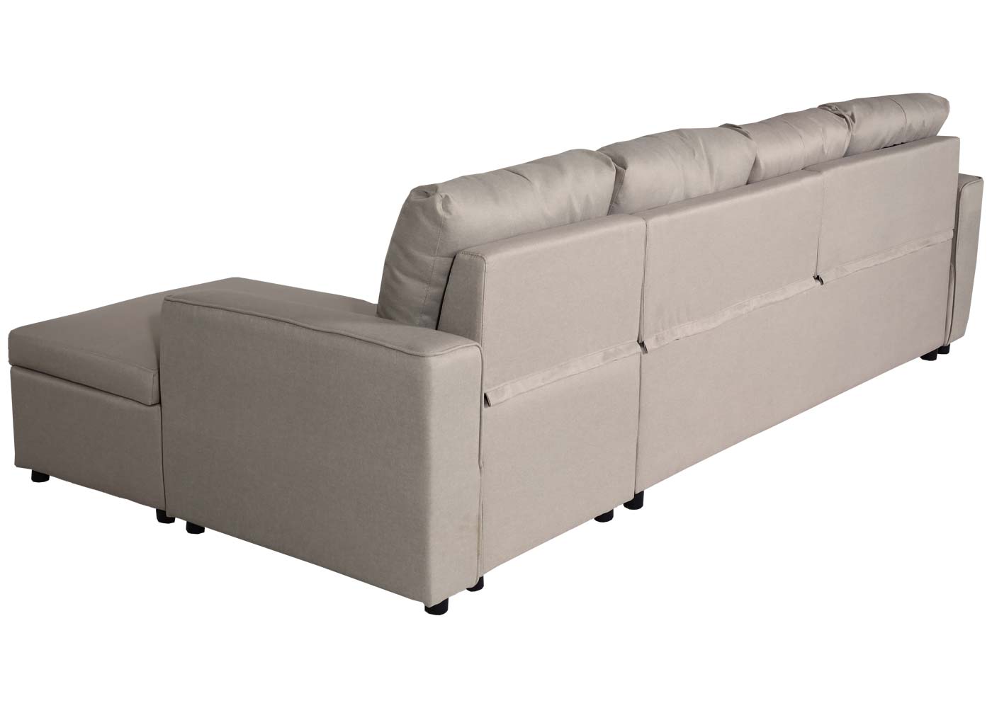 Cosmo Casa - Hoekbank met Bedbox - L-vorm - Textiel - Beige - 290 cm