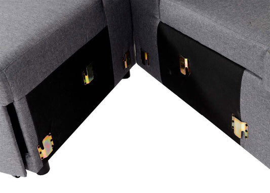 Cosmo Casa - Hoekbank met Bedbox - Nosag - Textiel - Donkergrijs - 228 cm