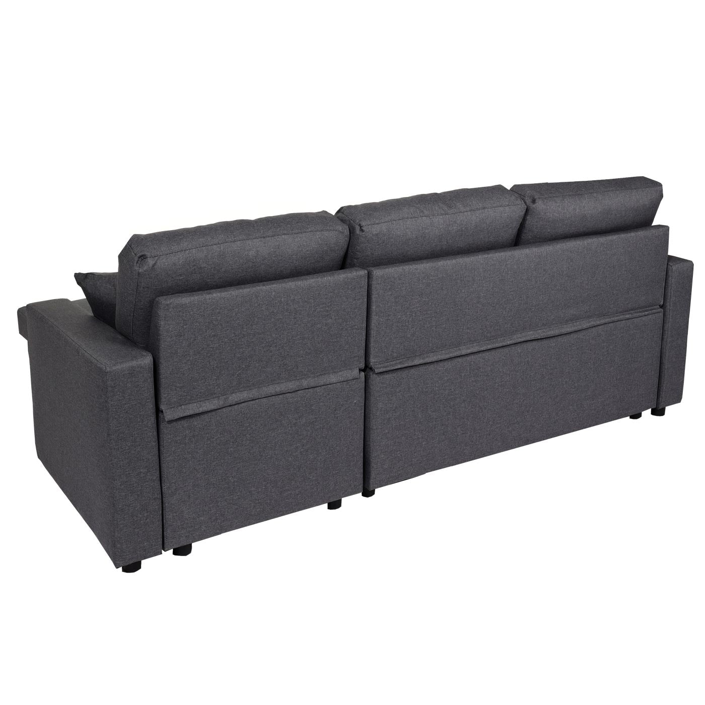 Cosmo Casa - Hoekbank met Bedbox - Nosag - Textiel - Donkergrijs - 228 cm