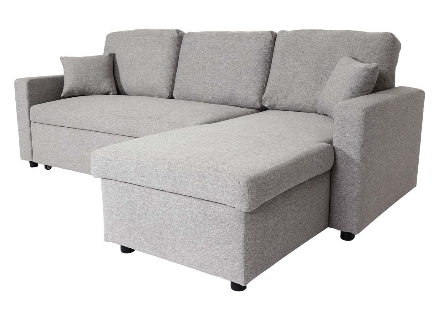 Cosmo Casa - Hoekbank met Bedbox - Nosag - Textiel - Grijs - 228 cm