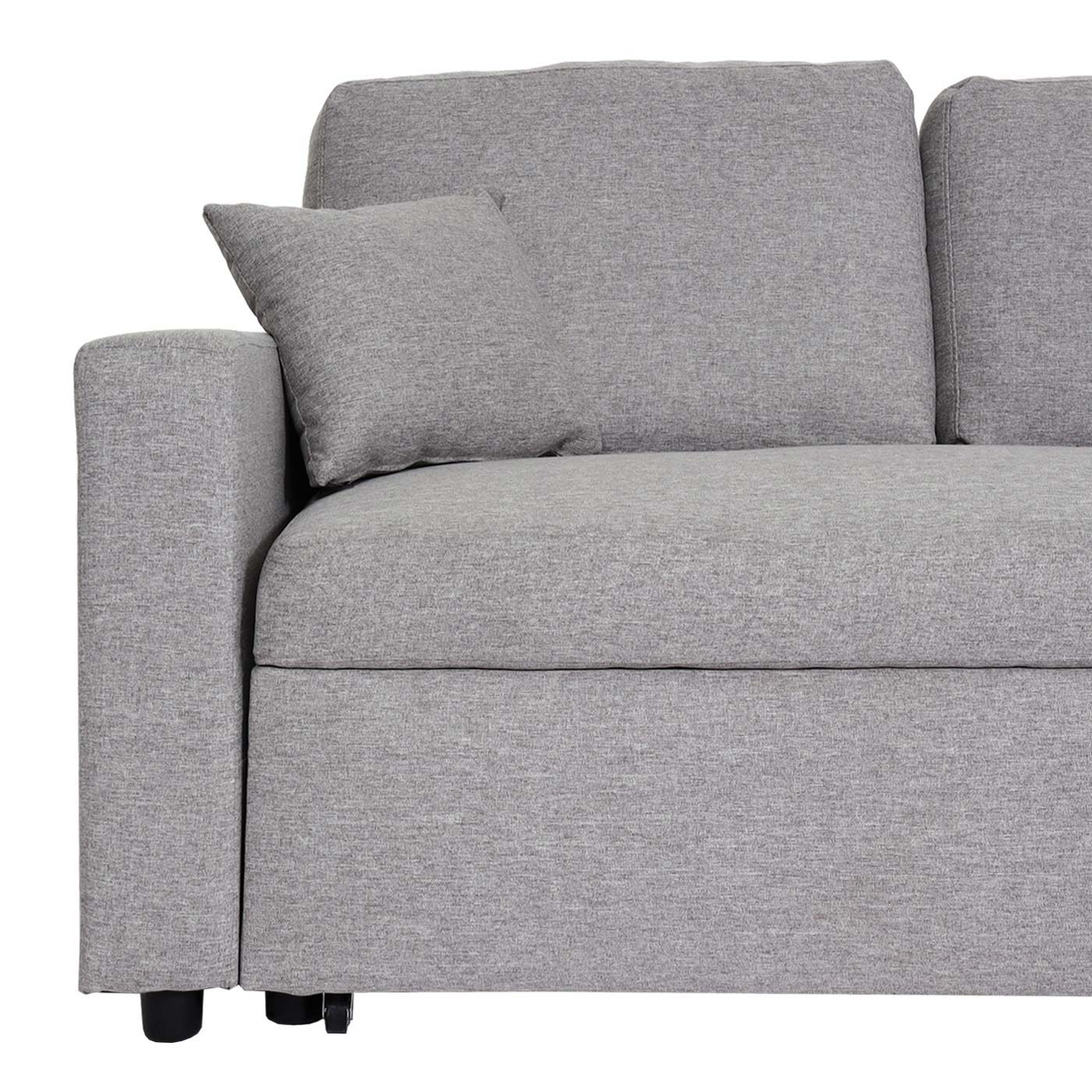 Cosmo Casa - Hoekbank met Bedbox - Nosag - Textiel - Grijs - 228 cm