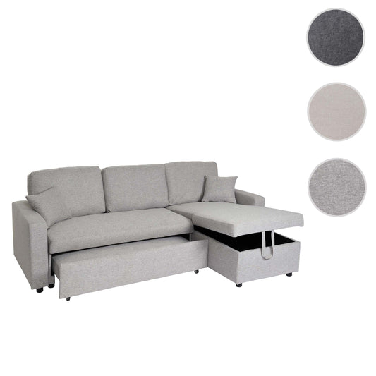 Cosmo Casa - Hoekbank met Bedbox - Nosag - Textiel - Grijs - 228 cm