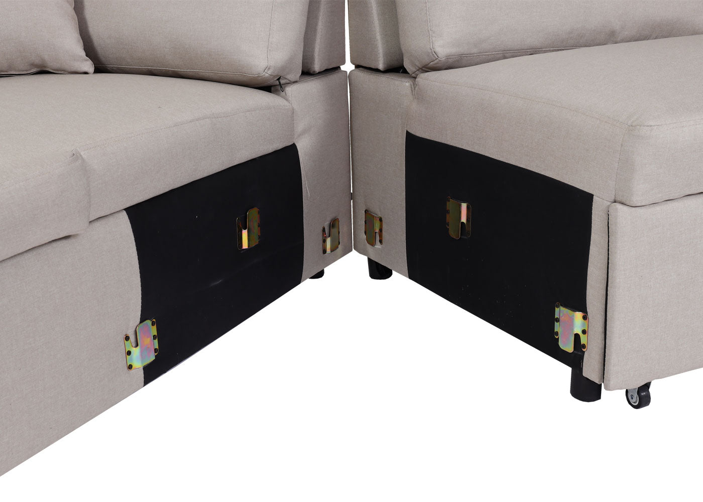 Cosmo Casa - Hoekbank met Bedkast - Nosag - Textiel - Beige - 228 cm