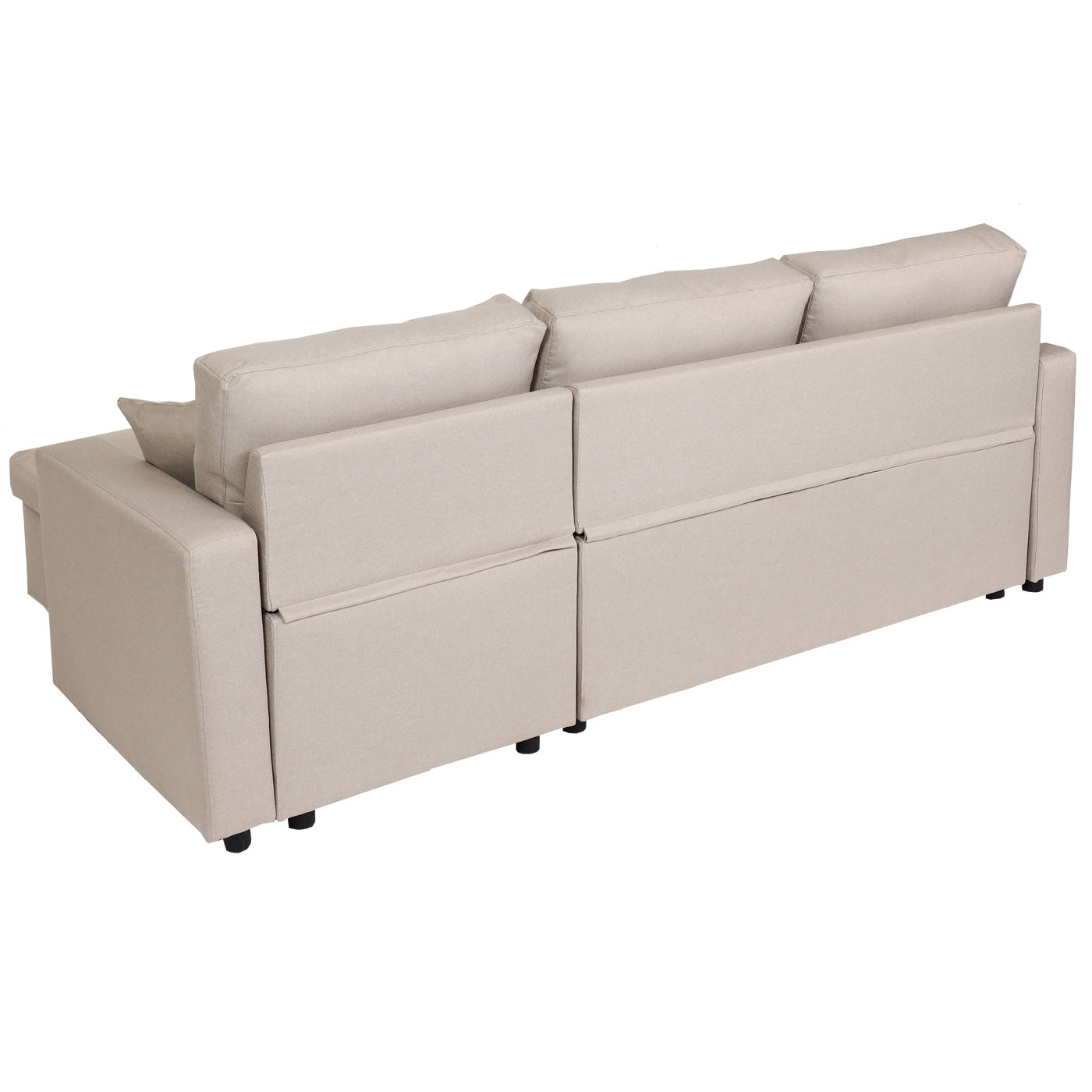 Cosmo Casa - Hoekbank met Bedkast - Nosag - Textiel - Beige - 228 cm