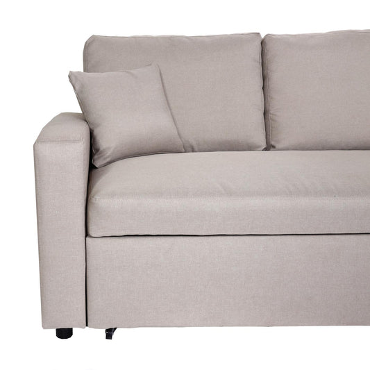 Cosmo Casa - Hoekbank met Bedkast - Nosag - Textiel - Beige - 228 cm