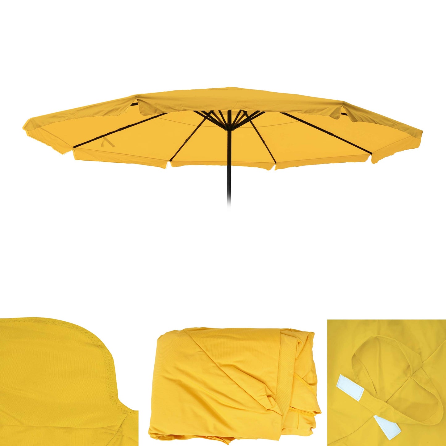 Cosmo Casa - Vervangende Hoes voor Meran Pro Parasol - Horeca Marktparaplu met Volant - Polyester - Geel - 5 m