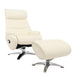 Cosmo Casa - Relaxstoel met Kruk - TV-Fauteuil - Draaibare Ligfunctie - Metaal & Kunstleer - Crèmewit