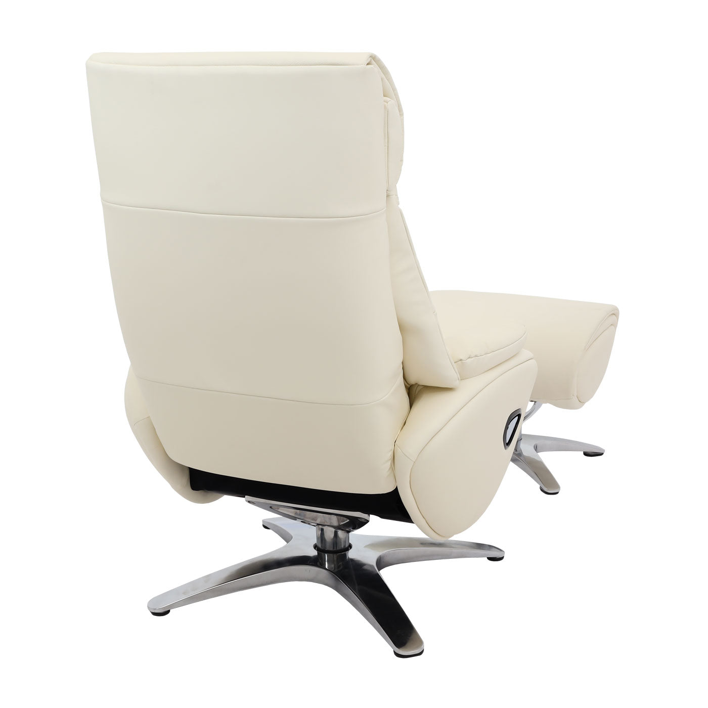 Cosmo Casa - Relaxstoel met Kruk - TV-Fauteuil - Draaibare Ligfunctie - Metaal & Kunstleer - Crèmewit