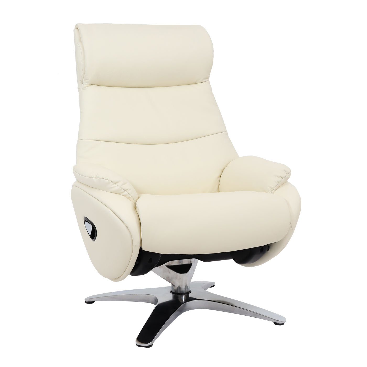 Cosmo Casa - Relaxstoel met Kruk - TV-Fauteuil - Draaibare Ligfunctie - Metaal & Kunstleer - Crèmewit