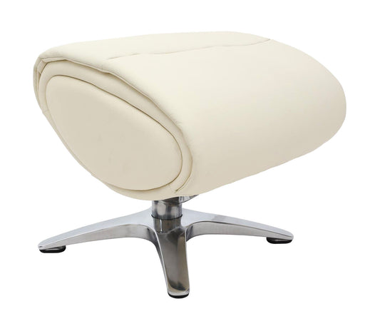 Cosmo Casa - Relaxstoel met Kruk - TV-Fauteuil - Draaibare Ligfunctie - Metaal & Kunstleer - Crèmewit