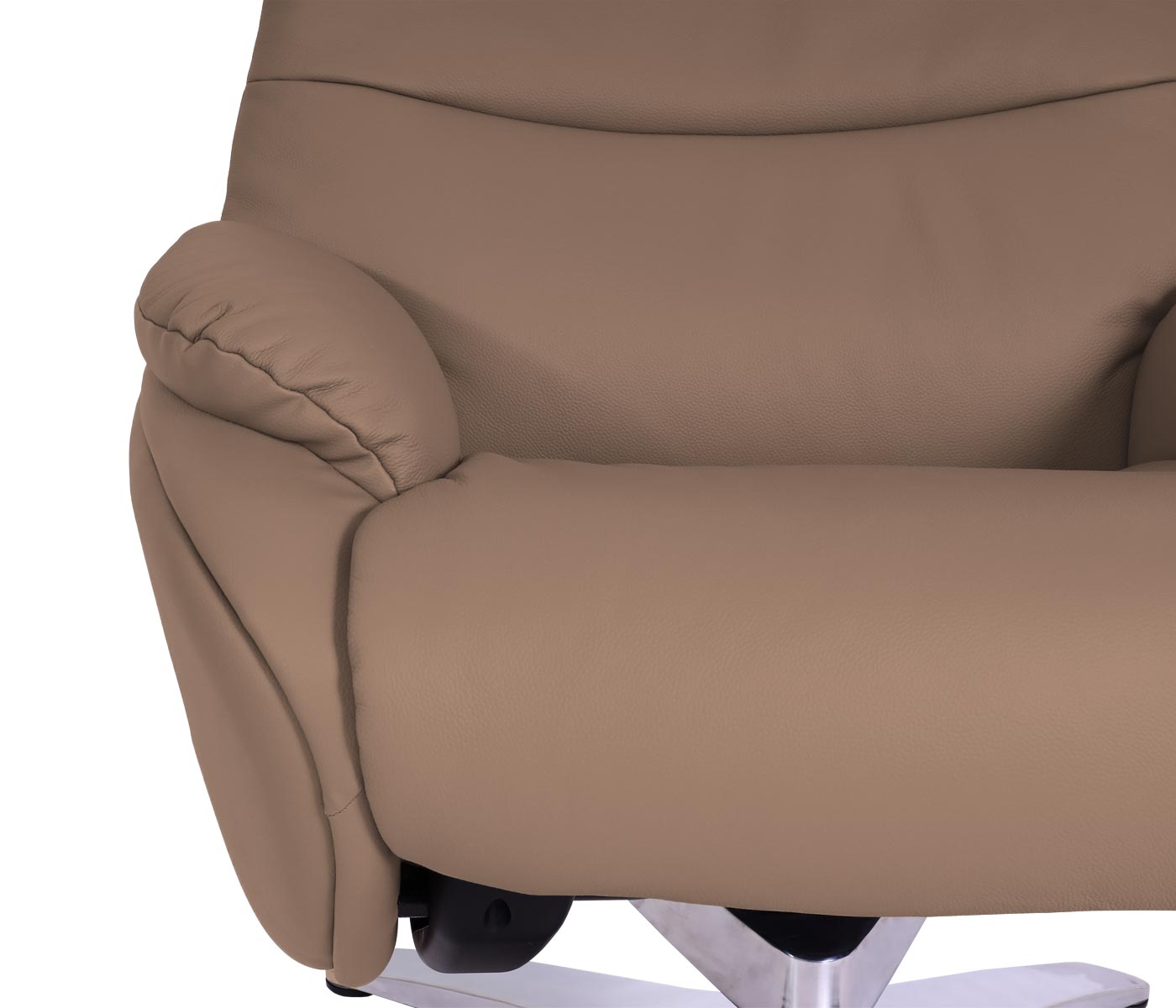 Cosmo Casa - Relaxstoel met Kruk - TV-Fauteuil - Draaibare Ligfunctie - Metaal & Kunstleer - Taupe