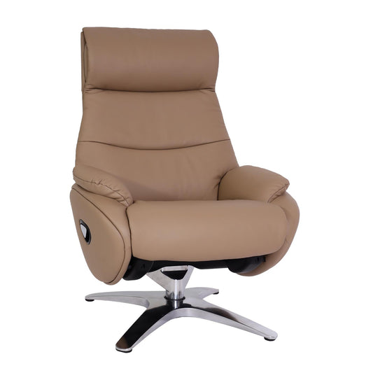 Cosmo Casa - Relaxstoel met Kruk - TV-Fauteuil - Draaibare Ligfunctie - Metaal & Kunstleer - Taupe