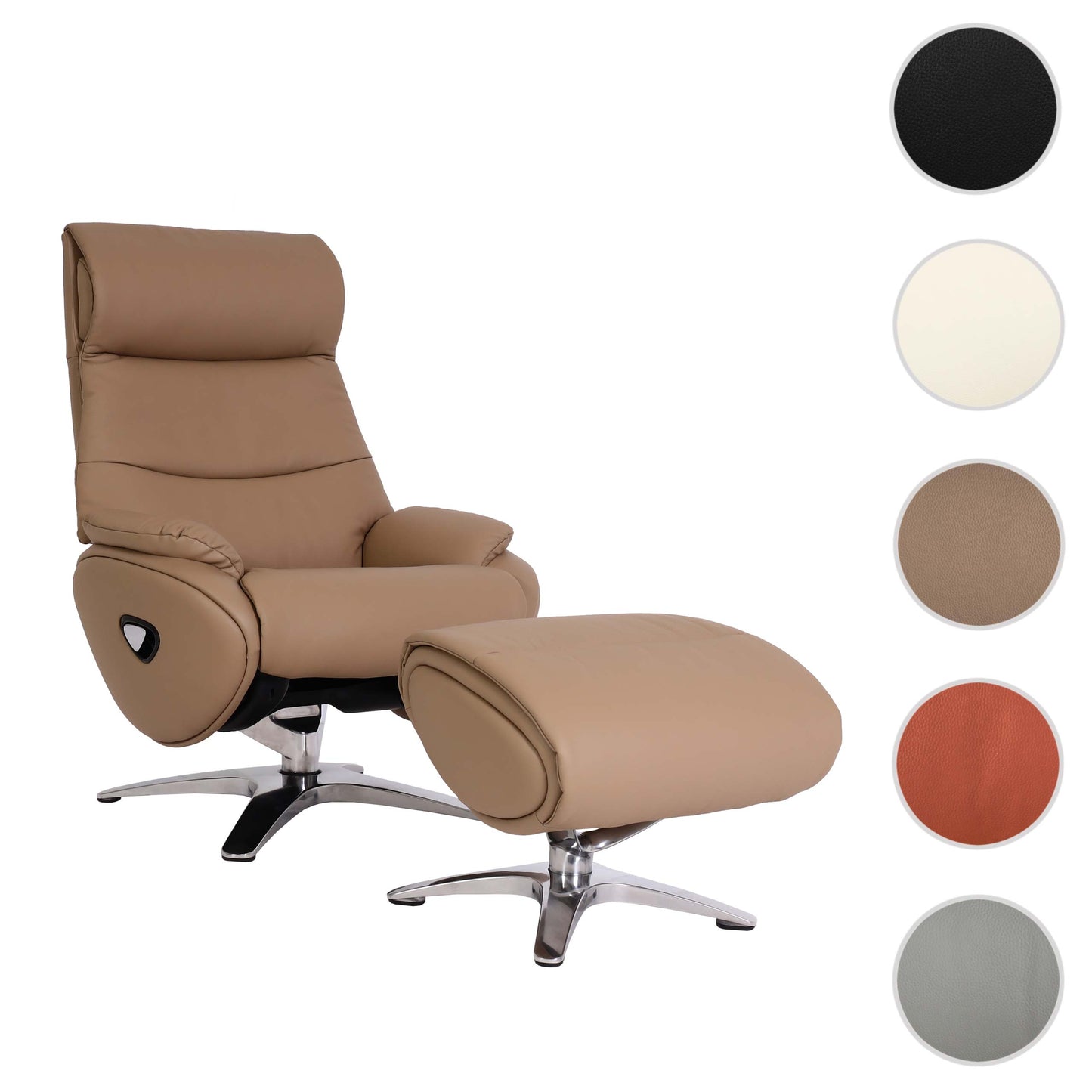 Cosmo Casa - Relaxstoel met Kruk - TV-Fauteuil - Draaibare Ligfunctie - Metaal & Kunstleer - Taupe