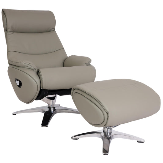 Cosmo Casa - Ontspanningsstoel met Kruk - TV-Fauteuil - Draaibare Ligfunctie - Metaal & Kunstleer - Grijs