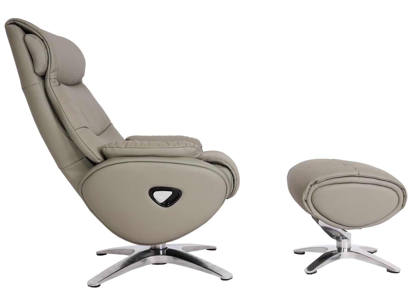 Cosmo Casa - Ontspanningsstoel met Kruk - TV-Fauteuil - Draaibare Ligfunctie - Metaal & Kunstleer - Grijs