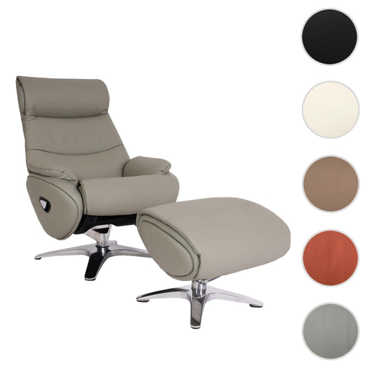 Cosmo Casa - Ontspanningsstoel met Kruk - TV-Fauteuil - Draaibare Ligfunctie - Metaal & Kunstleer - Grijs