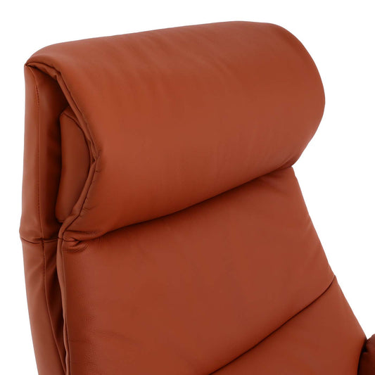 Cosmo Casa - Relaxstoel met Kruk - TV-Fauteuil - Draaibare Ligfunctie - Metaal & Kunstleer - Bruin