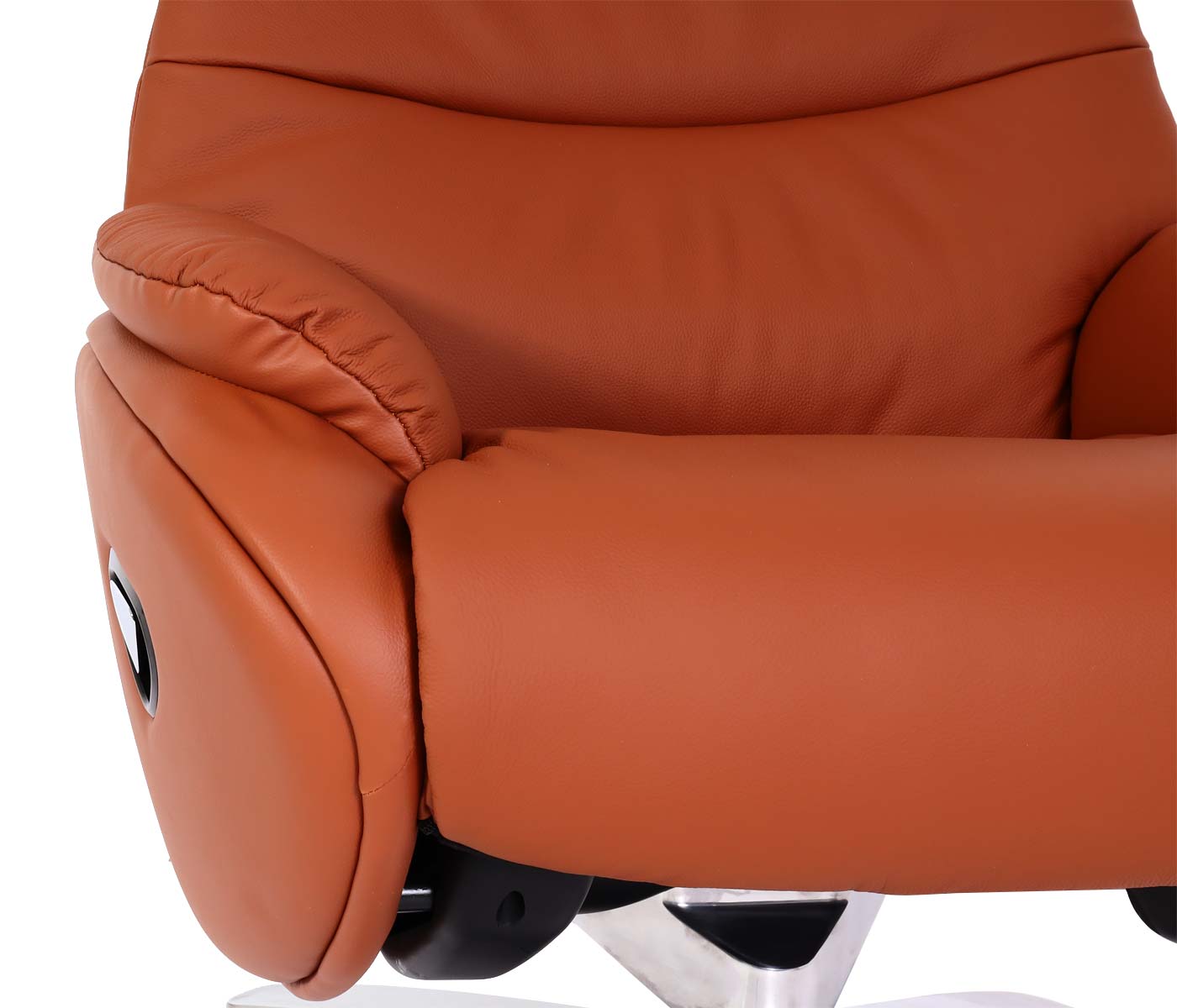 Cosmo Casa - Relaxstoel met Kruk - TV-Fauteuil - Draaibare Ligfunctie - Metaal & Kunstleer - Bruin