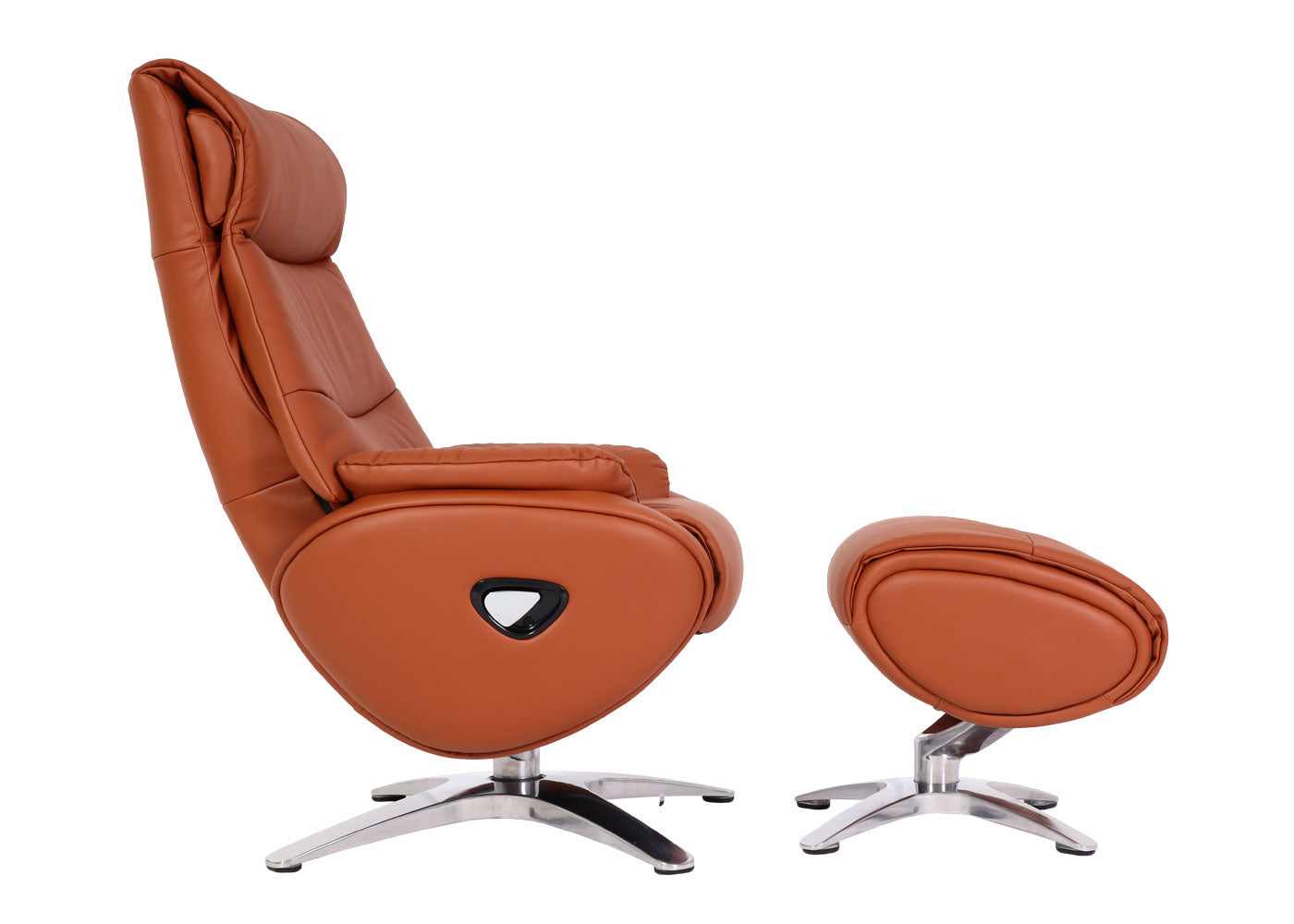 Cosmo Casa - Relaxstoel met Kruk - TV-Fauteuil - Draaibare Ligfunctie - Metaal & Kunstleer - Bruin