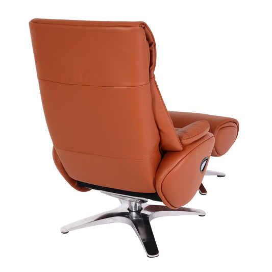 Cosmo Casa - Relaxstoel met Kruk - TV-Fauteuil - Draaibare Ligfunctie - Metaal & Kunstleer - Bruin