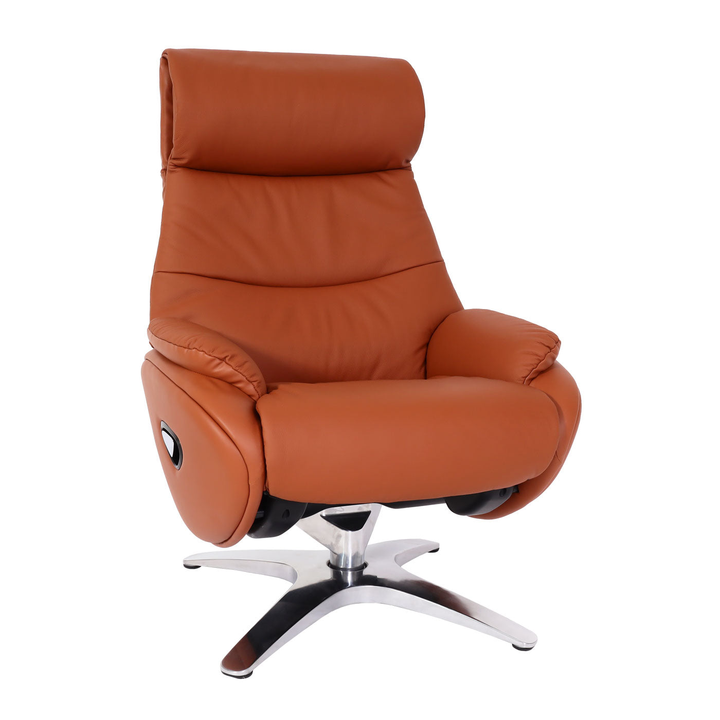 Cosmo Casa - Relaxstoel met Kruk - TV-Fauteuil - Draaibare Ligfunctie - Metaal & Kunstleer - Bruin