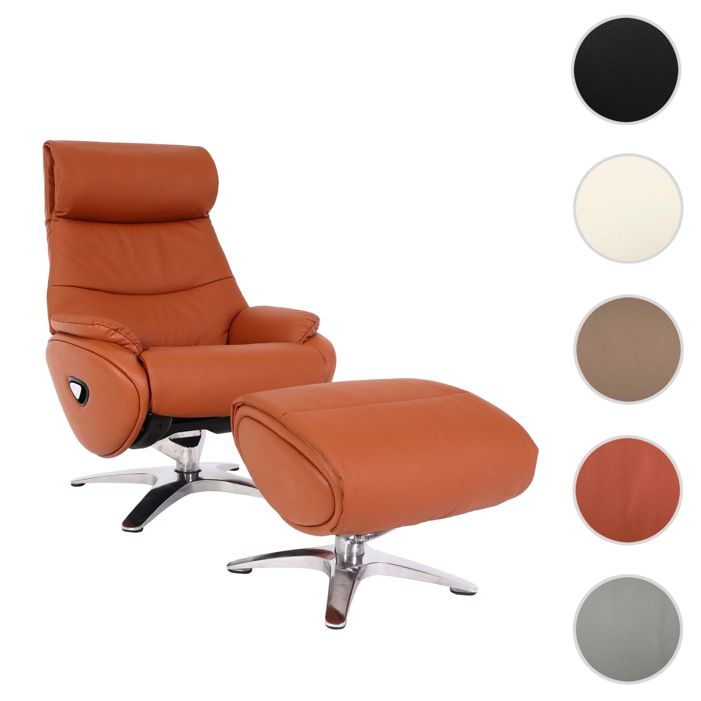 Cosmo Casa - Relaxstoel met Kruk - TV-Fauteuil - Draaibare Ligfunctie - Metaal & Kunstleer - Bruin