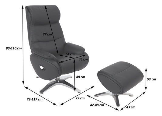 Cosmo Casa - Relaxstoel met Kruk - TV-Fauteuil - Draaibare Ligfunctie - Metaal & Kunstleer - Blauw