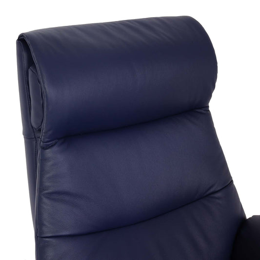 Cosmo Casa - Relaxstoel met Kruk - TV-Fauteuil - Draaibare Ligfunctie - Metaal & Kunstleer - Blauw
