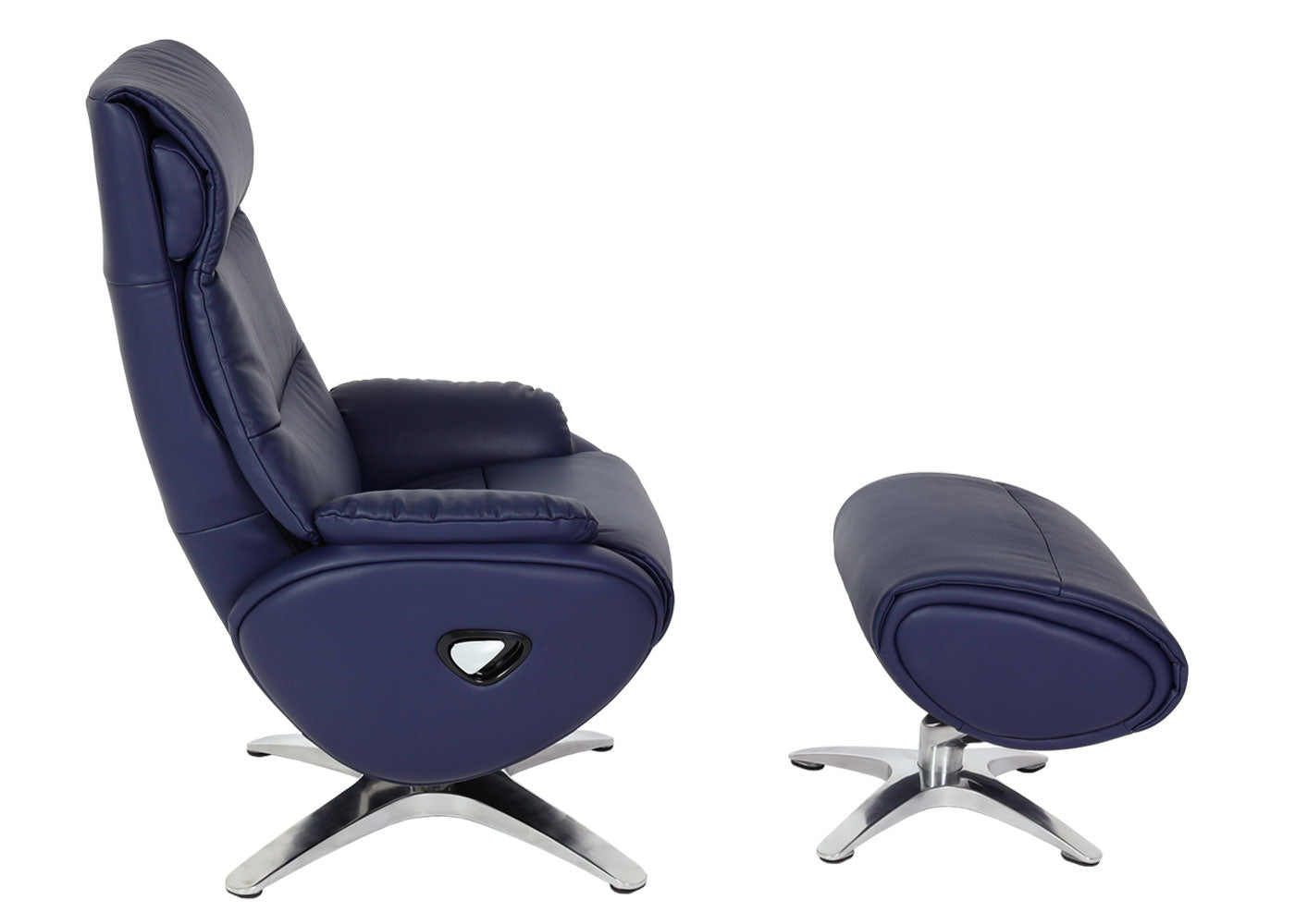 Cosmo Casa - Relaxstoel met Kruk - TV-Fauteuil - Draaibare Ligfunctie - Metaal & Kunstleer - Blauw