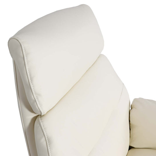 Cosmo Casa - Relaxfauteuil met Kruk - Wipfunctie Draaibaar - Metaal & Echt Leer & Kunstleer - Crèmewit