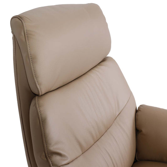 Cosmo Casa - Relaxstoel met Kruk - Wipfunctie Draaibaar - Metaal & Echt Leer & Kunstleer - Taupe
