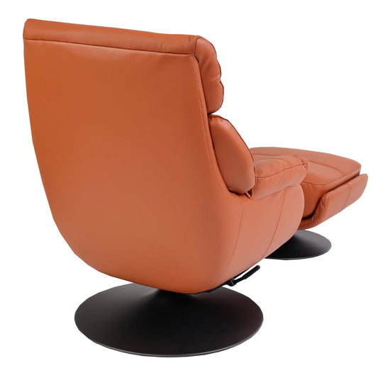 Cosmo Casa - Relaxstoel met Kruk - Wipfunctie Draaibaar - Metaal & Echt Leer & Kunstleer - Bruin