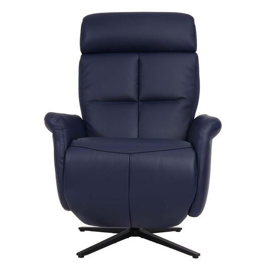Cosmo Casa - Ontspanningsstoel - Draaibare Ligfunctie - Leer - Blauw