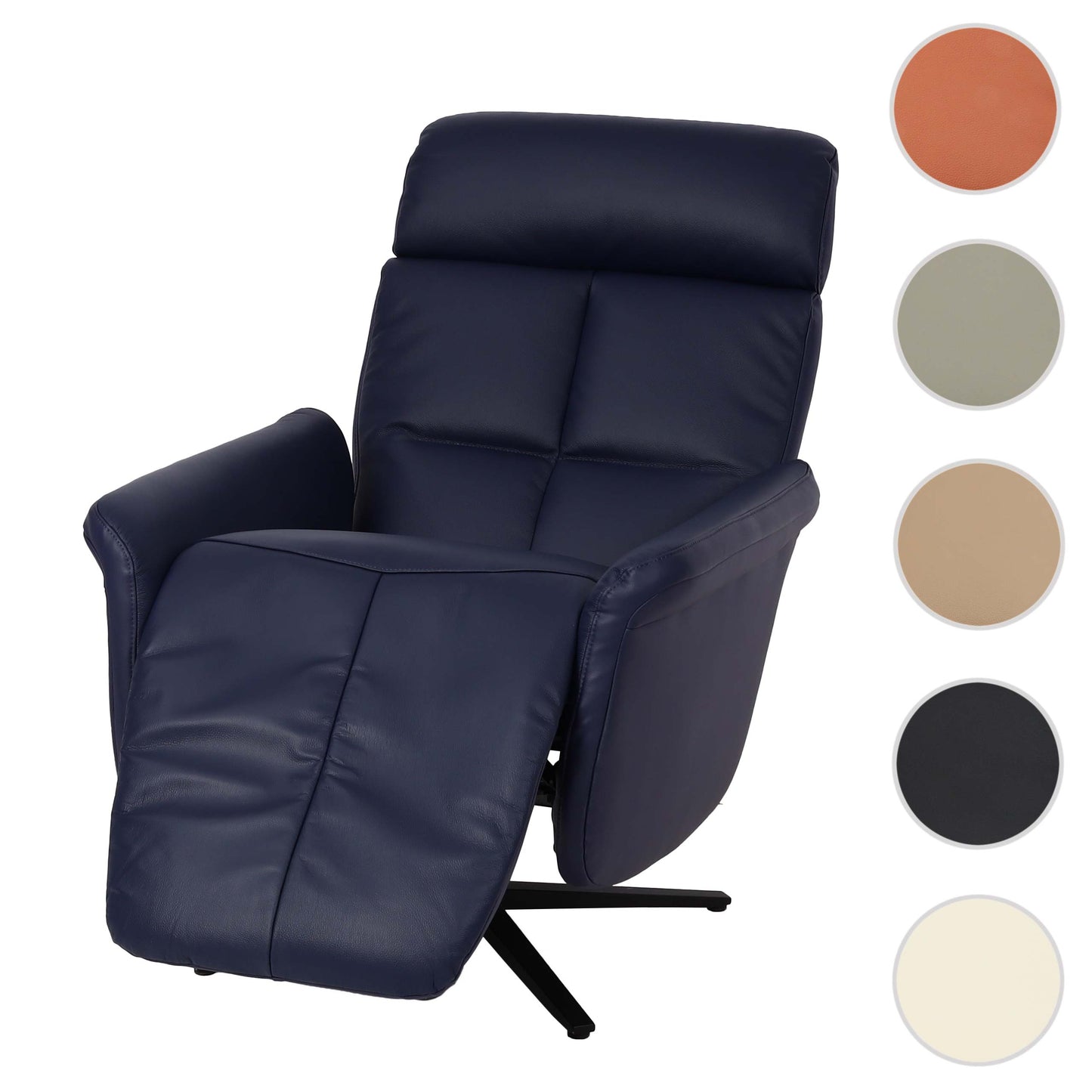 Cosmo Casa - Ontspanningsstoel - Draaibare Ligfunctie - Leer - Blauw