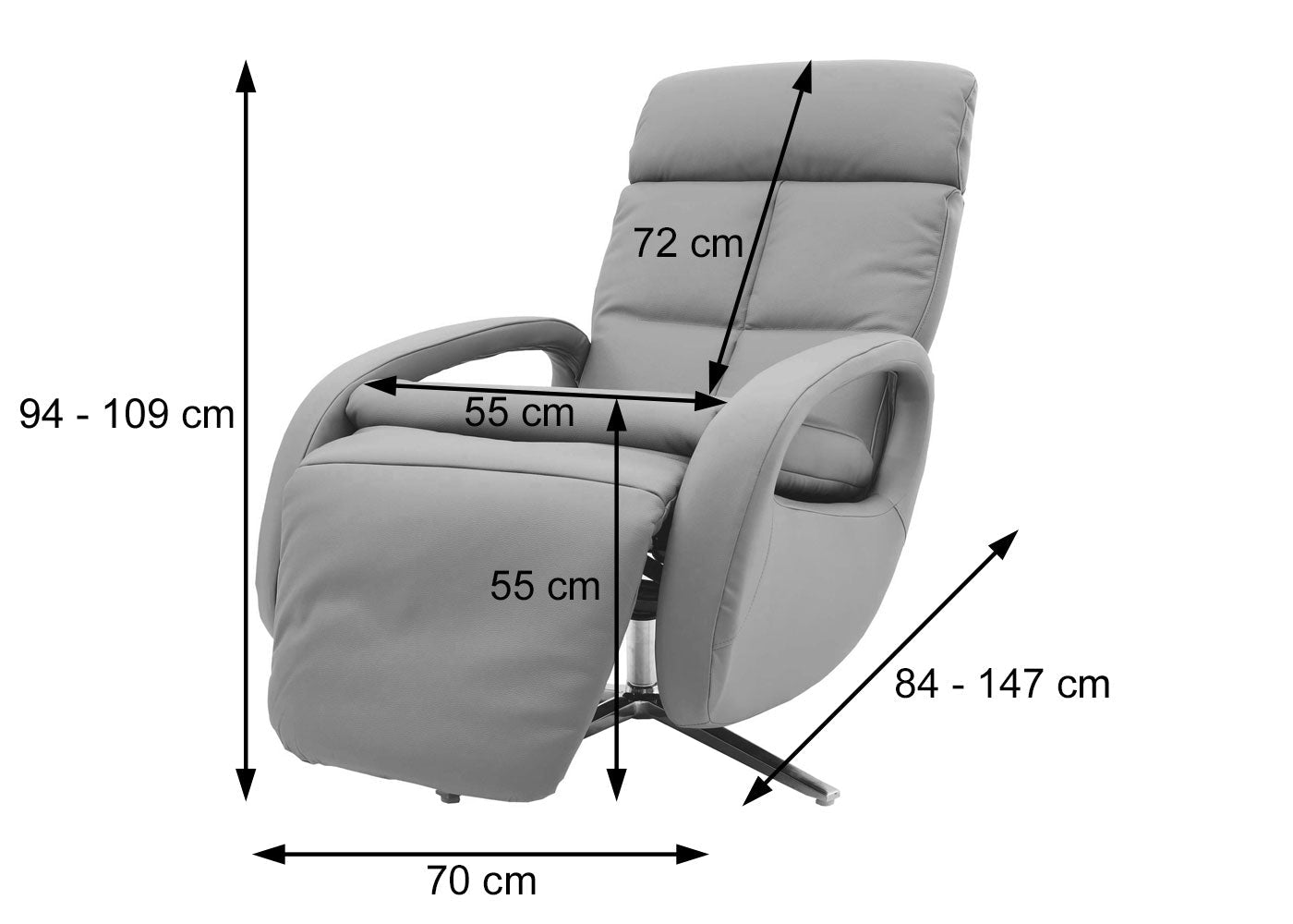 Cosmo Casa - Ontspanningsstoel - Ligfunctie - Leer - Crèmewit