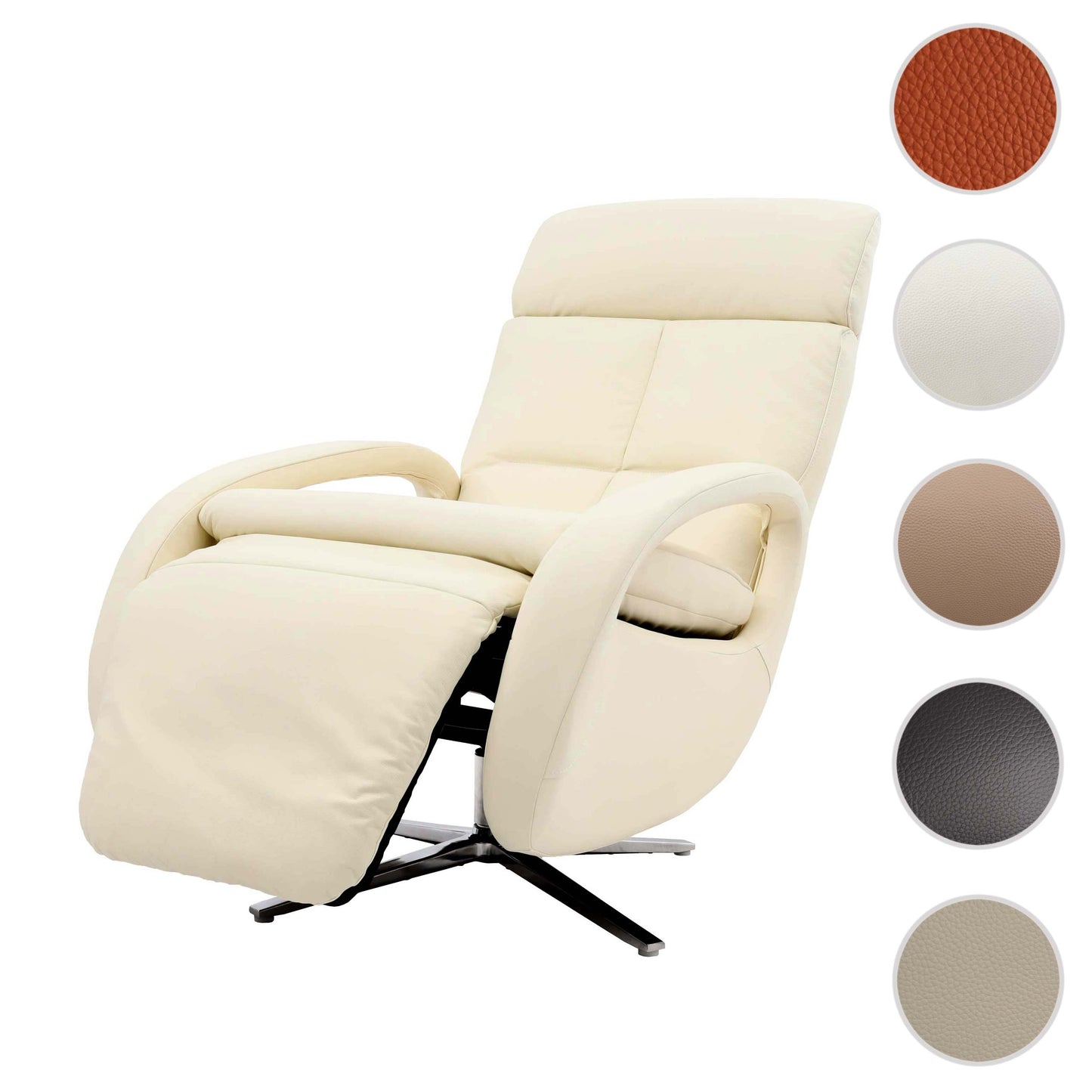 Cosmo Casa - Ontspanningsstoel - Ligfunctie - Leer - Crèmewit