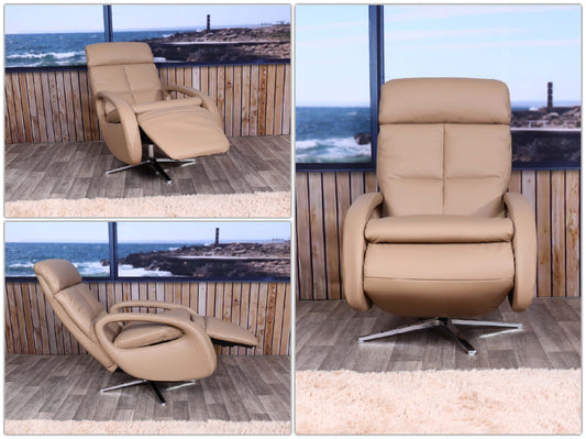 Cosmo Casa - Ontspanningsstoel - Ligfunctie - Leer - Taupe