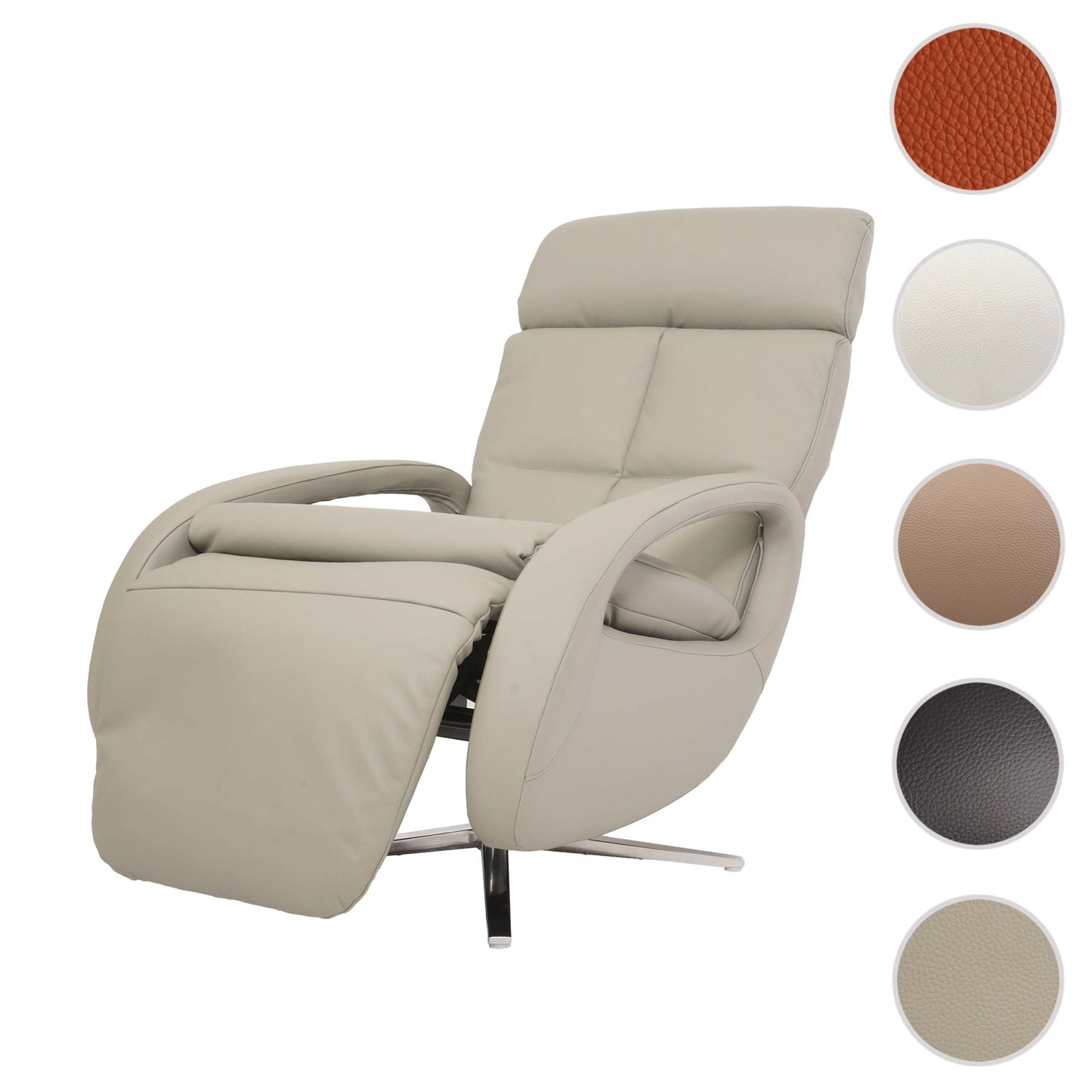 Cosmo Casa - Ontspanningsstoel - Ligfunctie - Leer - Grijs