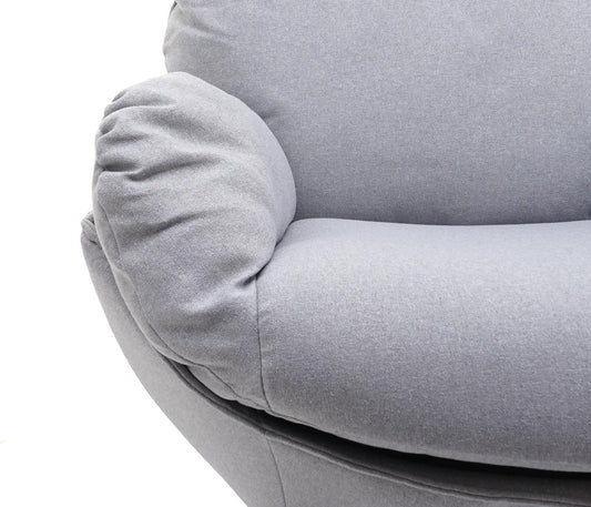 Cosmo Casa - Relaxstoelkruk - Schommelfunctie, Draaibaar - Metaal & Textiel - Lichtgrijs