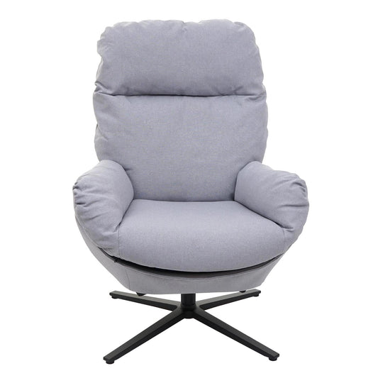 Cosmo Casa - Relaxstoelkruk - Schommelfunctie, Draaibaar - Metaal & Textiel - Lichtgrijs