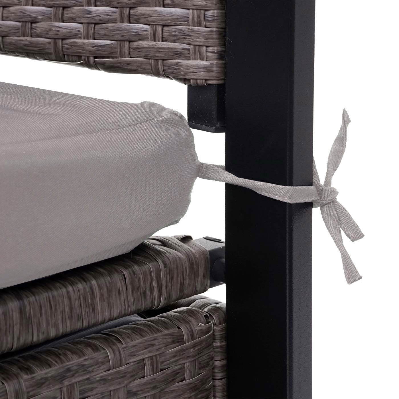 Cosmo Casa - Polyrotan 3-Zitsbank - Tuinbank/Kistbank met Opbergvak - Gemêleerd Grijs & Beige Kussen